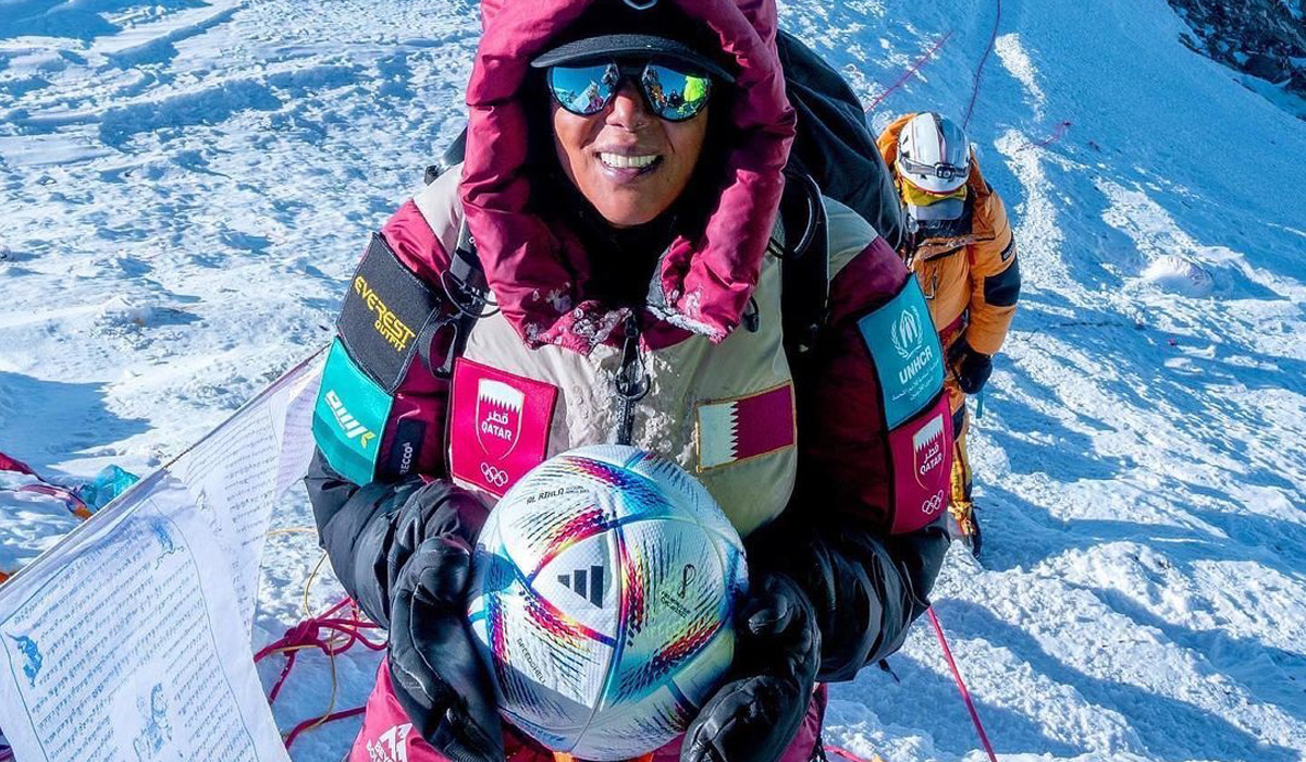 Sheikha Asma Al-Thani takes Al Rihla Qatar World Cup match ball to world’s highest peak